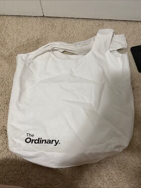 The Ordinary White Canvas Market Tote with Black Logo